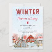 Cute Red House Snow Kerstmis Kaart (Voorkant)