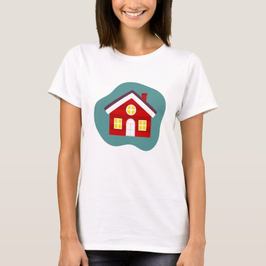 Cute red house t-shirt (Voorkant)