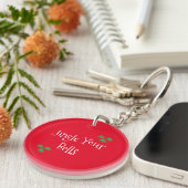 Cute Red Jingle Bells Sleutelhanger (Voorkant Rechts)