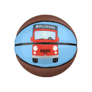 Cute red kawaii truck cartoon afbeelding basketbal