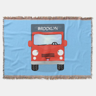Cute red kawaii truck cartoon afbeelding deken