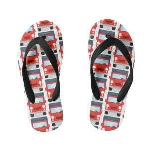 Cute red kawaii truck cartoon afbeelding kinder teenslippers