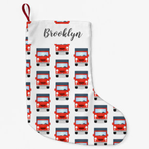 Cute red kawaii truck cartoon afbeelding kleine kerstsok