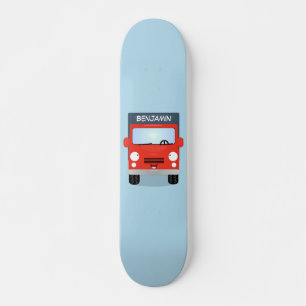 Cute red kawaii truck cartoon afbeelding skateboard