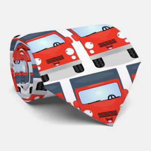 Cute red kawaii truck cartoon afbeelding stropdas