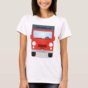 Cute red kawaii truck cartoon afbeelding t-shirt