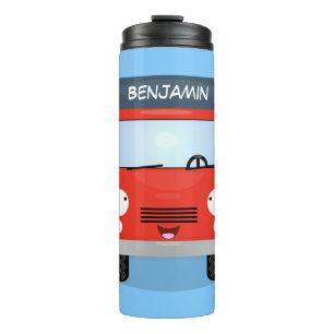 Cute red kawaii truck cartoon afbeelding thermosbeker