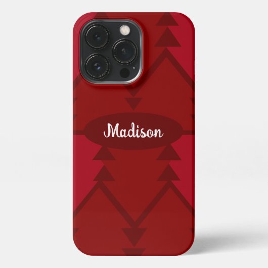 Cute Red Kerstbomen Holiday Custom Name iPhone Hoesje (Achterkant)
