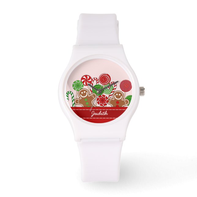 Cute red Kersthandlangers Horloge (Voorkant)