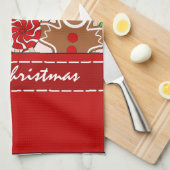 Cute red Kersthandlangers Theedoek (Quarter Fold)