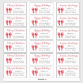 Cute Red Kerstmis Bow Holiday Adresetiketten Sticker (Vel)