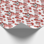Cute Red Kerstmis Gnome Wrapped Cadeaus Holiday Cadeaupapier (Hoek)