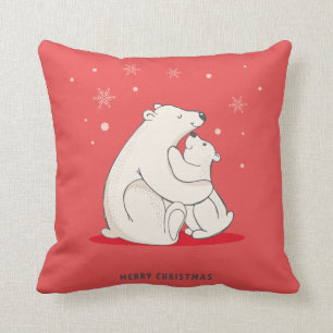 Cute Red Kerstpoar-Beren Kussen