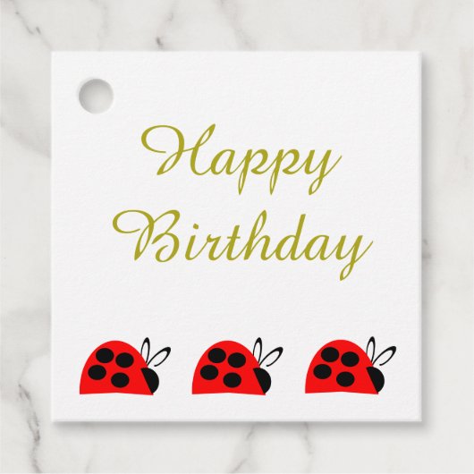 Cute Red Ladybug Birthday Bedankjes Labels (Voorkant)