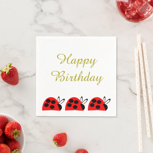 Cute Red Ladybug Birthday Servet (Insitu)