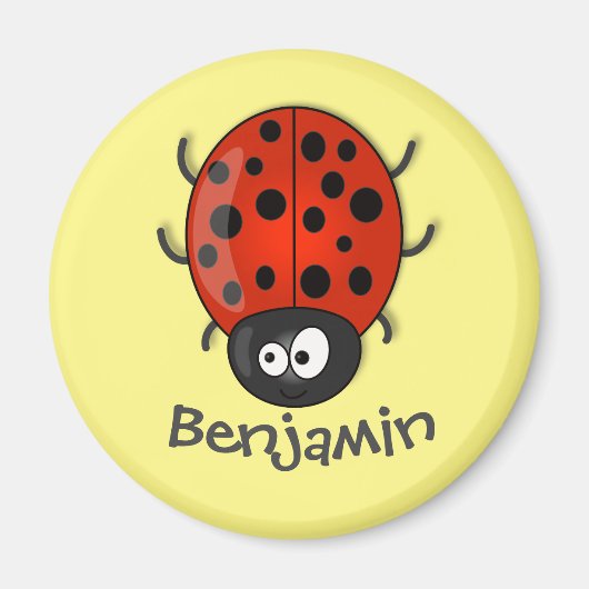 Cute red ladybug cartoon illustration magneet (Voorkant)