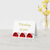 Cute Red Ladybug denking of you Kaart (Gele Bloem)