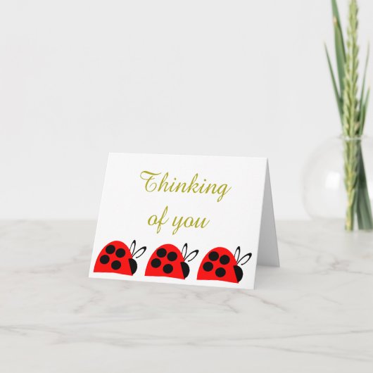 Cute Red Ladybug denking of you Kaart (Voorkant)