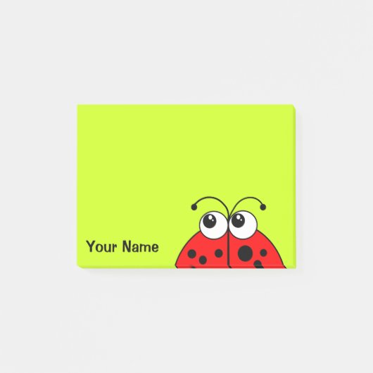 Cute Red Ladybug op Groen gepersonaliseerd Post-it® Notes (Voorkant)