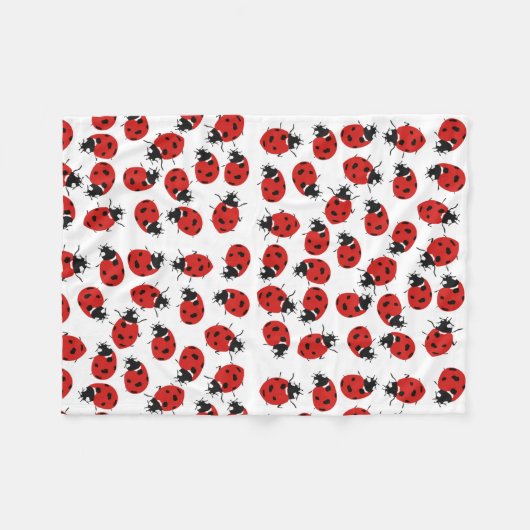 Cute Red Ladybug Pattern Fleece Deken (Voorkant (Horizontaal))