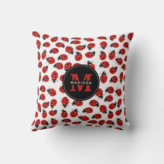 Cute Red Ladybug Pattern Kussen (Achterkant)