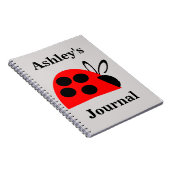 Cute Red Ladybug Personalized Journal Notitieboek (Rechterzijde)