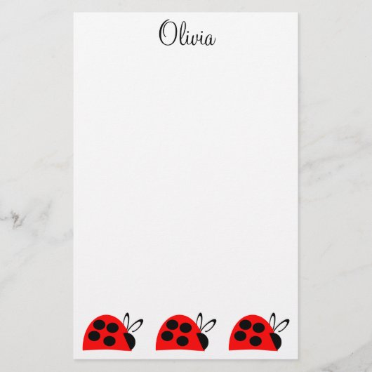 Cute Red Ladybug Persoonlijk Briefpapier (Voorkant)