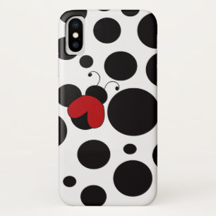 Cute Red Ladybug Polka Dots Pattern iPhone X Hoesje