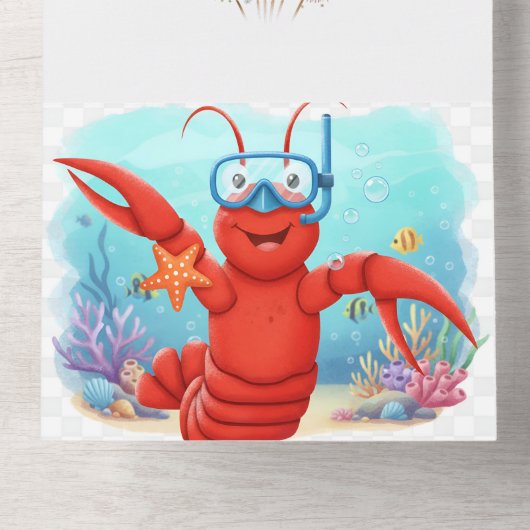 Cute Red Lobster Under the Sea Birthday Invitation (Intérieur en bas)