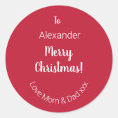 Cute Red Merry Kerstmis van Label van mam en pap (Voorkant)