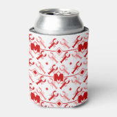 Cute Red Monogram & Lobster Season Nautical Blikjeskoeler (Blikje Voorkant)