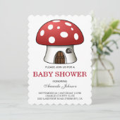 Cute Red Mushroom House Baby shower Invitation (Debout devant)