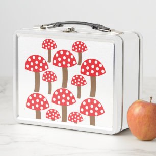 Cute Red Mushroom Metal Lunch Box