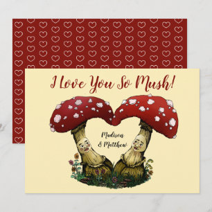 Cute Red Mushroom Pun I Love You Valentijnsdag Feestdagenkaart
