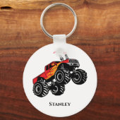 Cute Red Name Monster Truck Sleutelhanger (Voorkant)