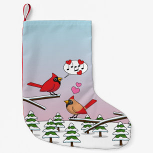 Cute Red Northern Cardinals Love Winter Landscape Kleine Kerstsok