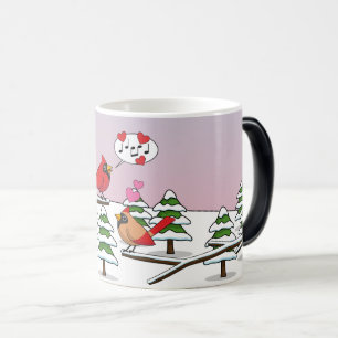 Cute Red Northern Cardinals Love Winter Landscape Magische Mok