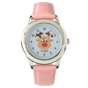Cute Red Nosed Reindeer Kinder Personalized Watch Horloge