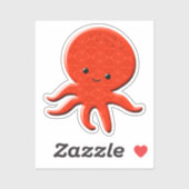 Cute Red Octopus Sticker (Vel)