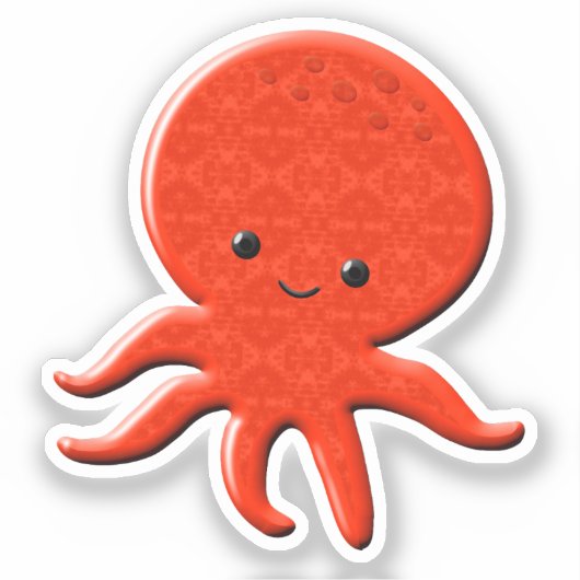 Cute Red Octopus Sticker (Voorkant)