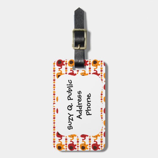 Cute Red Oranje Elephant Friends Holding Trunks Bagagelabel (Voorkant verticaal)