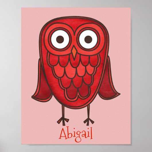 Cute Red Owl Gepersonaliseerd 8x10 Poster (Voorkant)