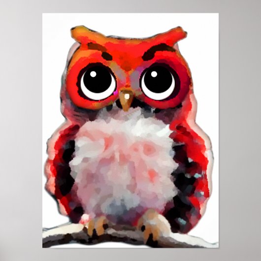 Cute Red Owl Poster (Voorkant)