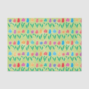 Cute Red Paarse Turquoise Tulip Floral Pattern Tissuepapier
