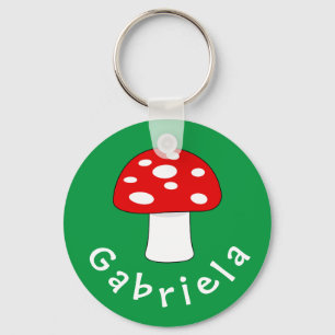 Cute red paddenstoel sleutelhanger met naam voor k
