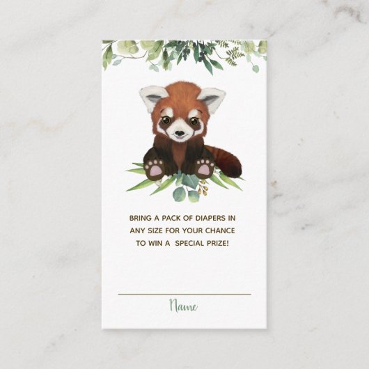 Cute Red Panda Beer Baby shower Diaper Raffle Informatiekaartje (Voorkant)