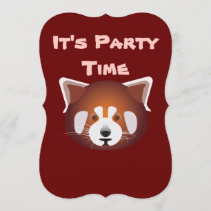 Cute Red Panda Birthday Uitnodiging