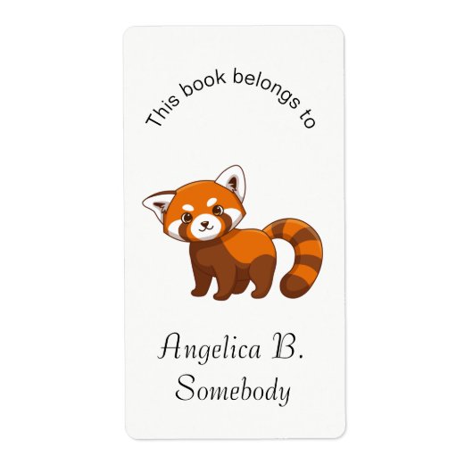 Cute Red Panda Bookplate Etiket (Voorkant)