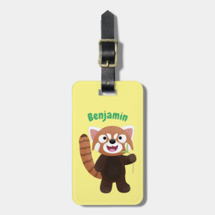 Cute red panda cartoon illustratie bagagelabel