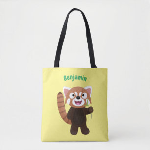 Cute red panda cartoon illustratie draagtas